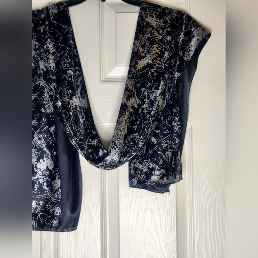 Unbranded Elegant Black and Silver Sheer Women's Scarf 12"×72"